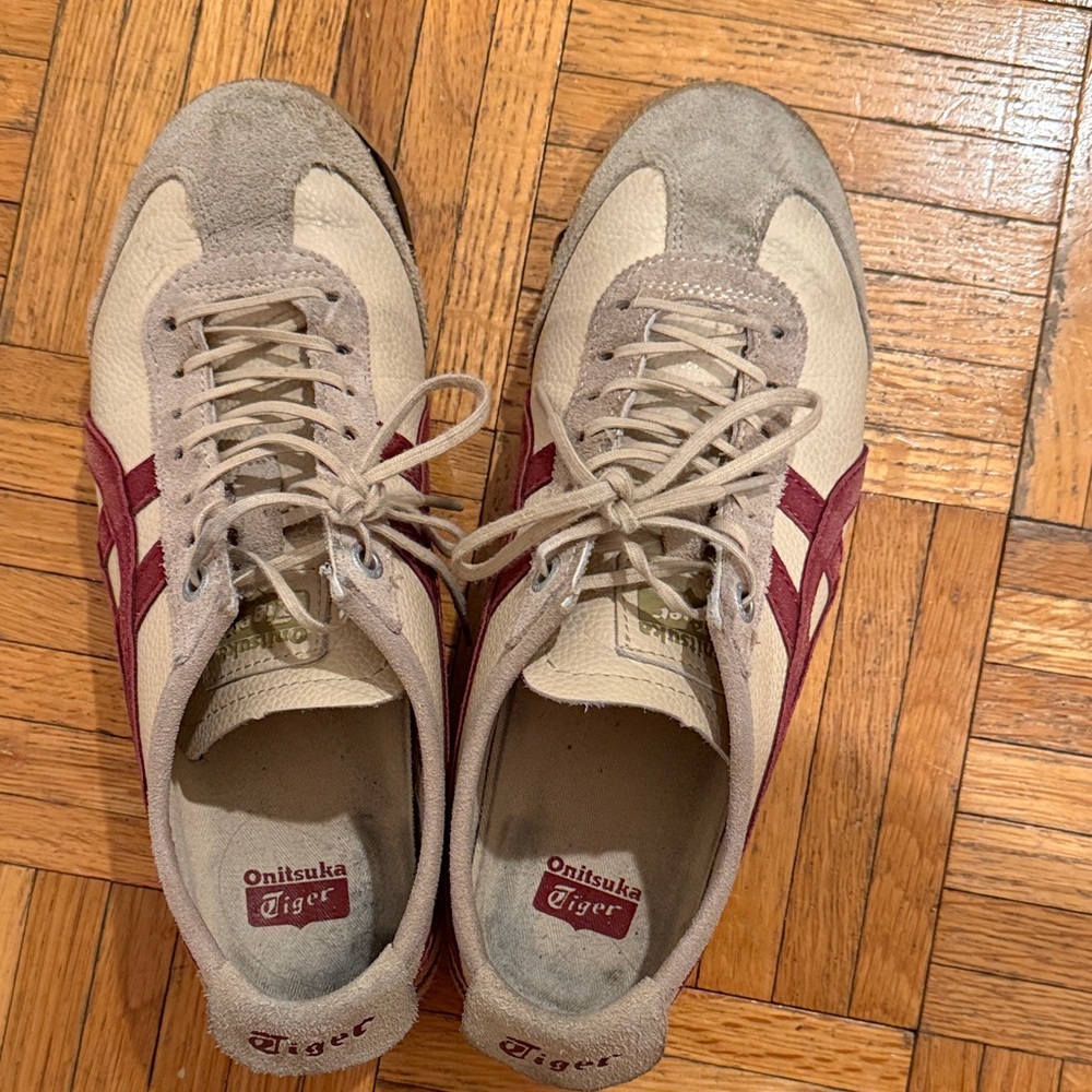 Onitsuka Tiger by Asics Cream and Burgundy Athletic Shoes - Picture 3 of 6